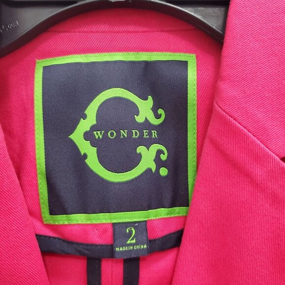 C. Wonder Women's Hot Pink Stretch Fitted Preppy Barbie 2-Button Blazer‎ Size 2 - Picture 4 of 6